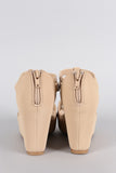 Bamboo Nubuck T-Strap Platform Wedge