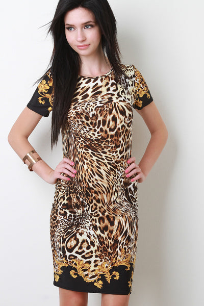 Leopard Baroque Short Sleeve Dress