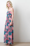 Paisley Floral Strapless Maxi Dress