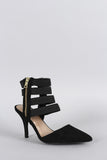 Qupid Suede Strappy Cuff Pointy Toe Pump