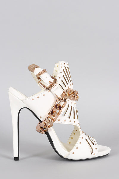 Privileged Studded Chain Open Toe Heel