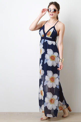 V-Neck Floral Maxi Dress