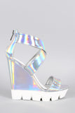 Bamboo Hologram Lug Sole Platform Wedge