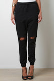 Knee Slit Jogger Pants