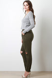 Knee Slit Jogger Pants