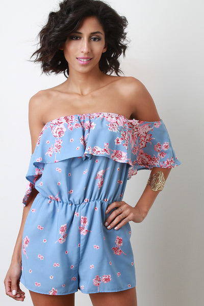 Floral Tiered Off Shoulder Romper