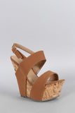 Nubuck Slingback Cork Platform Wedge