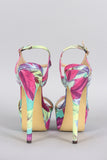 Liliana Feather Open Toe Platform Heel