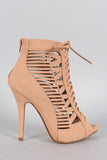 Nubuck Cutout Peep Toe Ankle Bootie