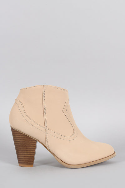 Bamboo Nubuck Cowboy Ankle Bootie