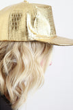 Metallic Crocodile Leatherette Snapback Cap