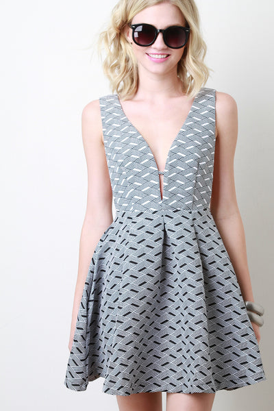 Geo Pattern Skater Dress