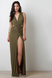 Ruched Slit Maxi Dress