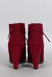 Bamboo Suede Cuffed Collar Lace Up Bootie