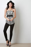 Tribal Belted Strapless Top