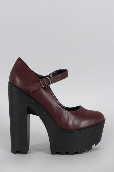 Soda Mary Jane Contrast Lug Sole Platform Pump