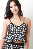 Painted Grid Peplum Crop Top