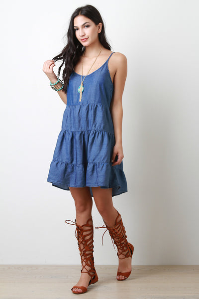 Tiered Chambray Dress