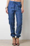 Chambray Cargo Jogger Pants