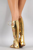 Shoe Republic Metallic Gladiator Knee High Flat Sandal