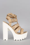 Shoe Republic Two-Tone Cage Lug Sole Platform Heel