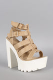 Shoe Republic Two-Tone Cage Lug Sole Platform Heel