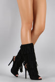 Quipid Fringe Falling Peep Toe Boot