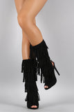 Quipid Fringe Falling Peep Toe Boot