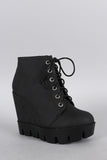 Bamboo Lug Sole Wedge Bootie