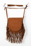 Faux Suede Fringe Saddle Bag