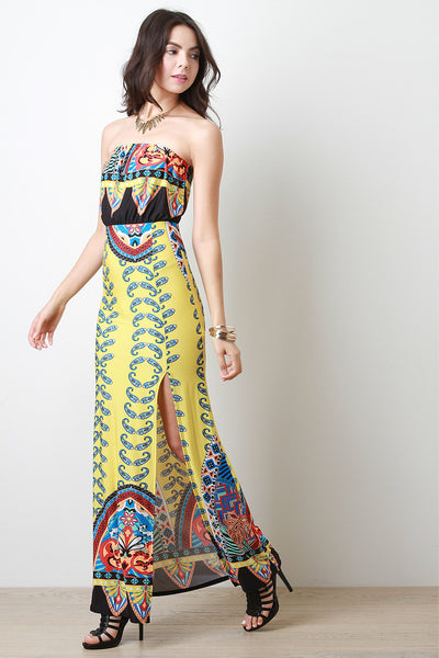 Paisley Strapless Maxi Dress