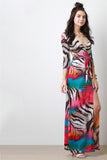 Zebra Abstract Print Wrap Dress