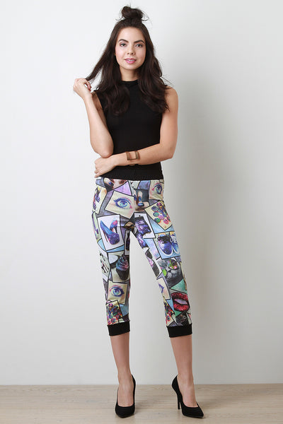 Photo Print Capri Joggers