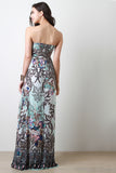 Paisley Floral Strapless Maxi Dress