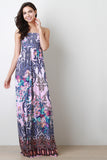 Paisley Floral Strapless Maxi Dress