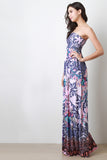 Paisley Floral Strapless Maxi Dress