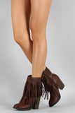 Soda Burnished Double Layered Fringe Bootie