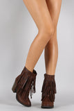 Soda Burnished Double Layered Fringe Bootie