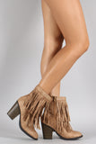 Soda Burnished Double Layered Fringe Bootie