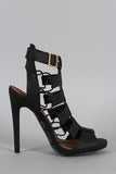 Qupid Snake Caged Open Toe Heel