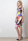 Multicolor Abstract Sleeveless Midi Dress