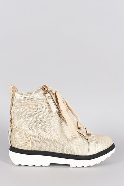 Metallic Stingray Embossed High Top Sneaker