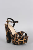 Bamboo Leopard Criss Cross Platform Heel