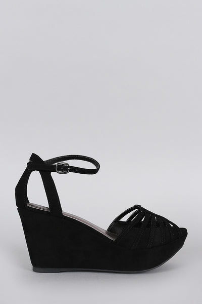 Bamboo Intricate Peep Toe Wedge