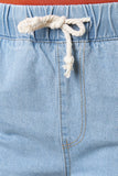 Drawstring Distressed Denim Jogger Pants