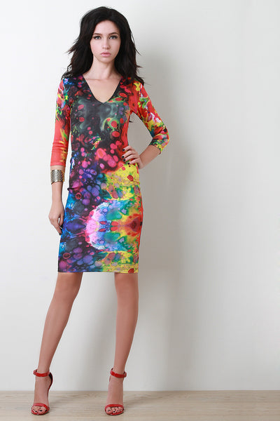 Tie Dye Blotch Bodycon Dress