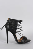 Strappy Elasticized Crisscross Peep Toe Stiletto Heel