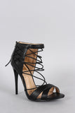 Strappy Elasticized Crisscross Peep Toe Stiletto Heel