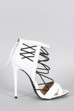 Strappy Elasticized Crisscross Peep Toe Stiletto Heel