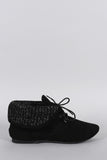 Bamboo Sweater Cuff Lace Up Bootie